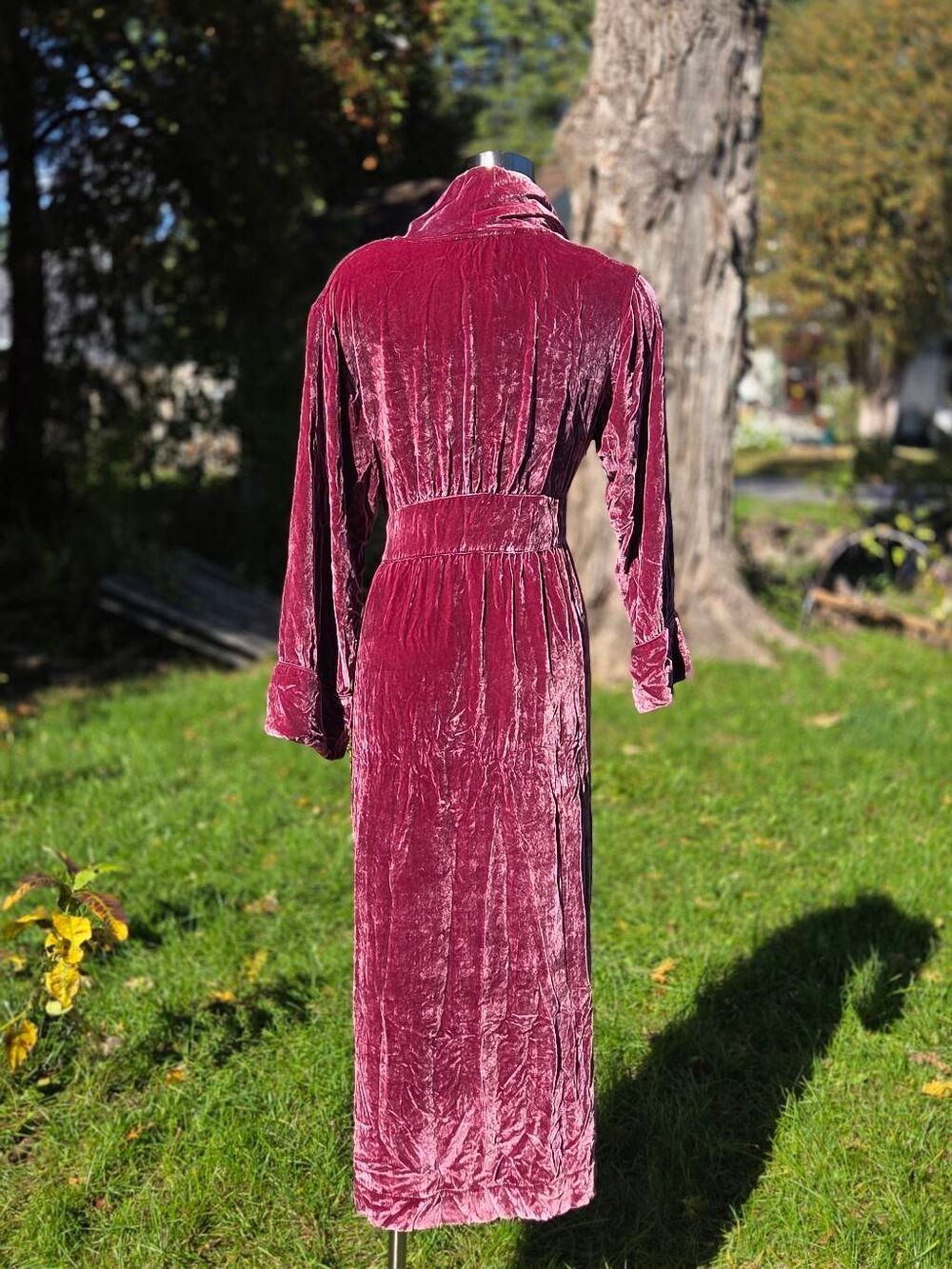 Soft Surroundings Silk Blend Velvet Mulberry Mauve Robe Sz. M - Picture 4 of 7